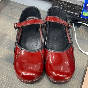 Red Patent Leather Dansko Clogs